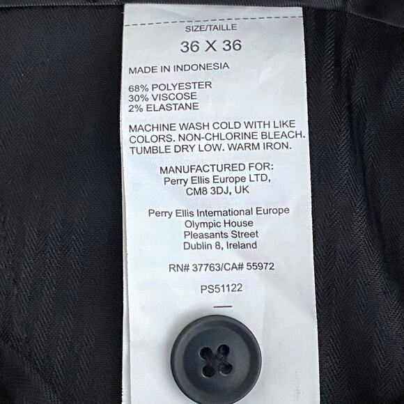 Perry Ellis Men's 36x36 Big & Tall Dress Pants Flat Front Stretch Black NEW - Picture 9 of 10